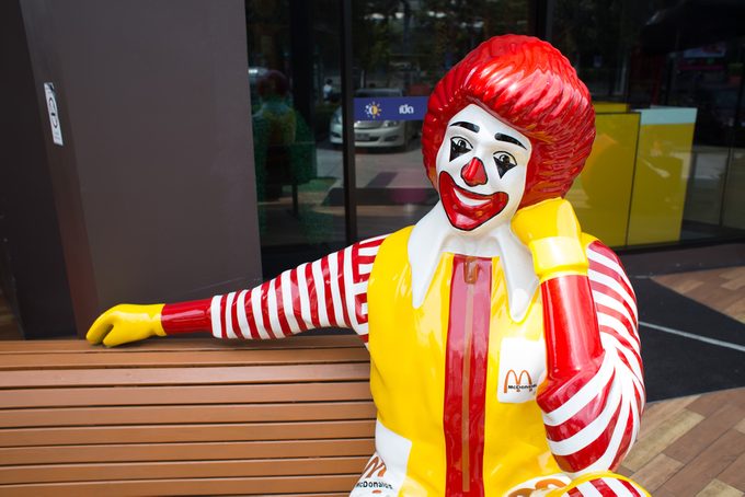 BANGKOK, THAILAND - MARCH 15 : Mascot of a McDonald's Restaurant on March 15, 2015 in Bangkok, Thailand. It is the world's largest chain of hamburger fast food restaurants.