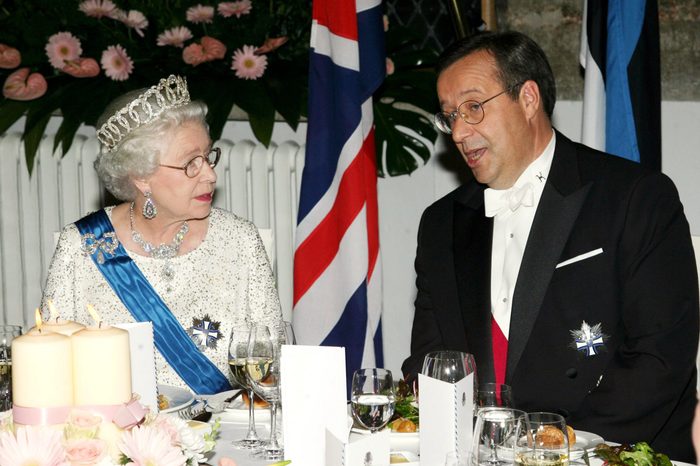 Queen Elizabeth II and Estonian President Toomas Hendrik at banquet