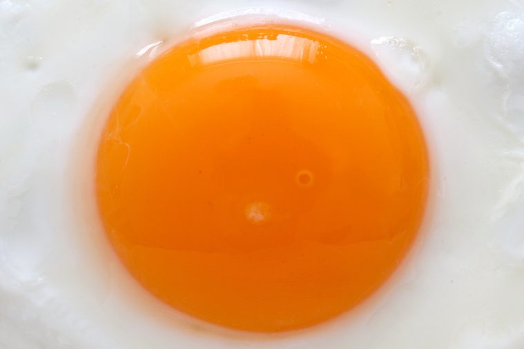 Close up of a cooked egg yolk