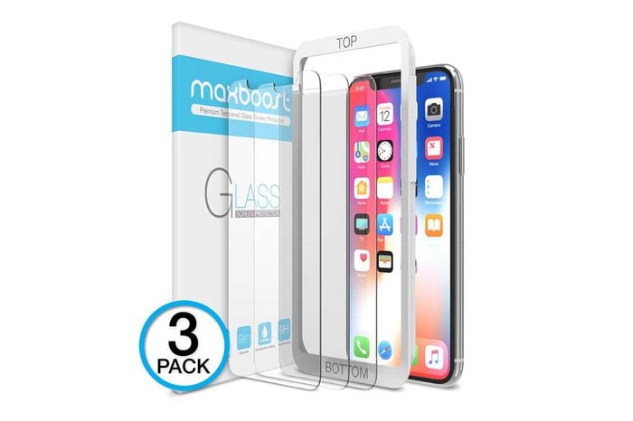 iPhone X Screen Protector, Maxboost (Clear, 3 Packs) iPhone X Tempered Glass Screen Protectors [3D Touch] 0.25mm Screen Protector Glass for Apple iPhoneX 2017 work with most case 99% Touch Accurate
