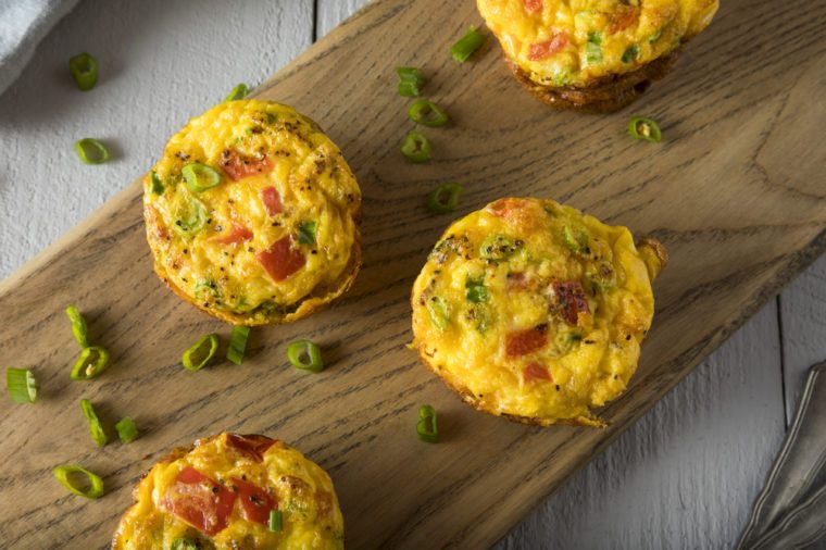 Homemade Healthy Breakfast Egg Muffins with Chives and Tomato