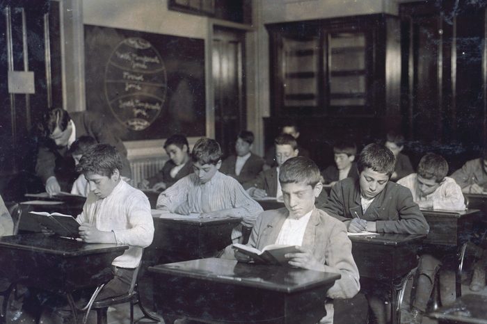 class of immigrants in a night school
