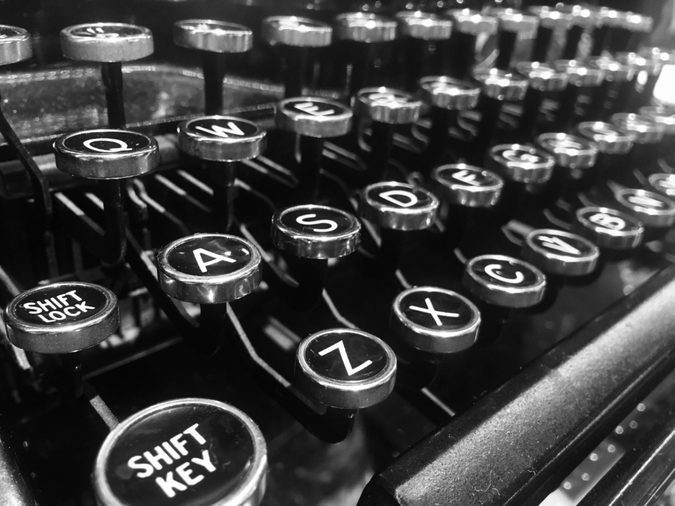 Letters on the keys of an old typewriter