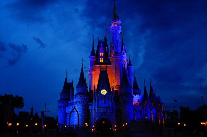 The beautiful Disney castle before the firework
