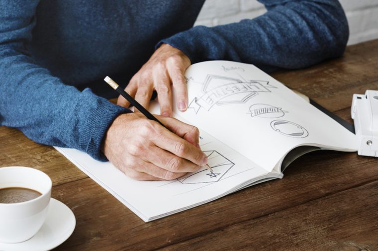 Man Drawing Sketch Design Label Artwork Concept