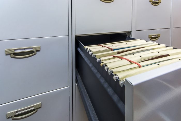 Drawer full of files in a large file cabinet
