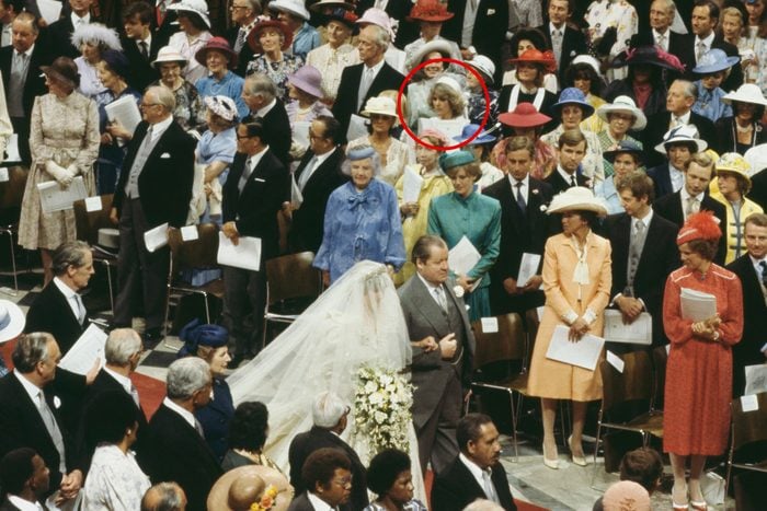 Diana, the bride arrives on the arm of her father, John Spencer, 8th Earl Spencer.