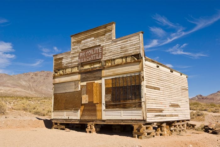 Rhyolite Mercantile, a General Store, in the ghost town of Rhyolite, a former gold mining community, Death Valley, near Beatty, Nevada, United States