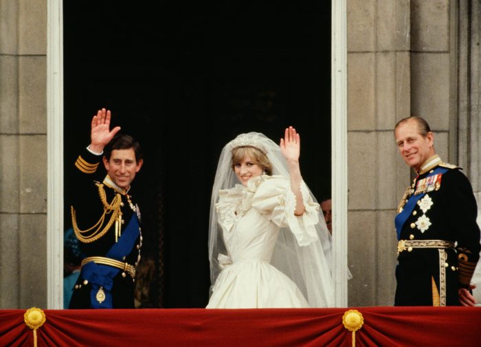LONDON, UNITED KINGDOM - JULY 29: Prince Charles And Princess Diana Waving From The Balcony Of Buckingham Palace. They Are Accompanied By Prince Philip