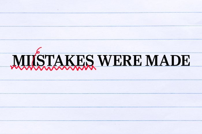 Text on lined paper: MIISTAKES WERE MADE