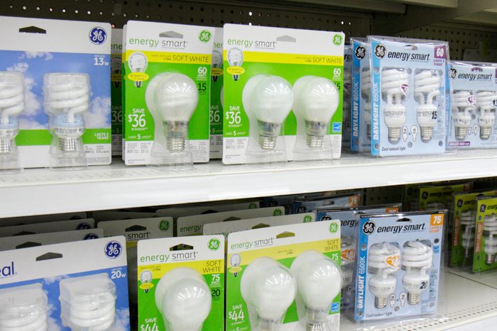 light bulbs on a grocery store shelf