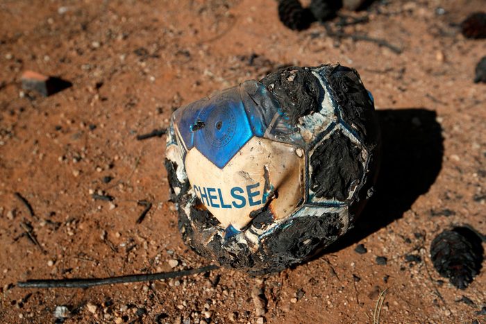 Burnt soccer ball