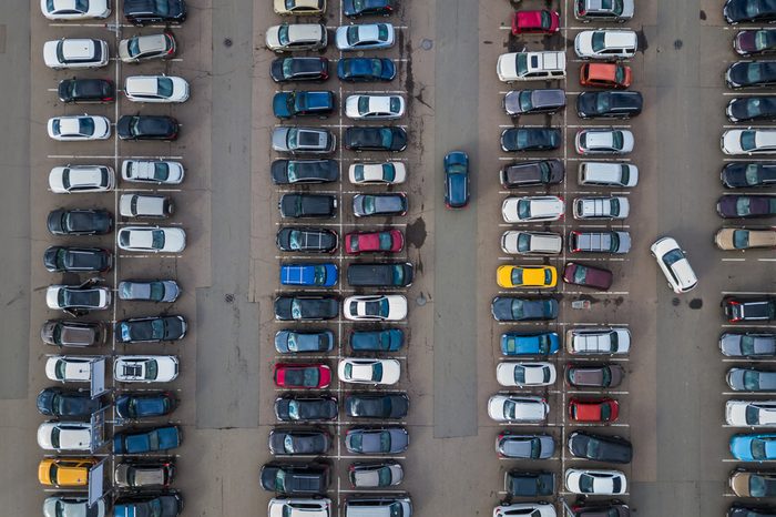 Car parking - aerial view - transportation background