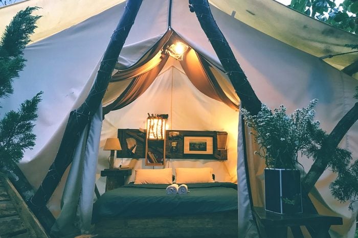 The beautiful tent with vintage interior style. 