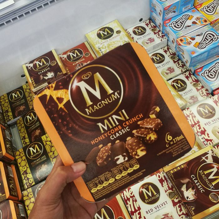 assorted of magnum mini ice cream in supermarket