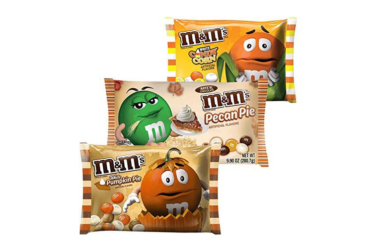 M&Ms Milk Chocolate Candies | White Pumpkin Pie, White Candy Corn & Pecan Pie Candy | Artificial Flavor 8.0 Oz Bag | Autumn, Fall & Winter Themed Candy. (3 Flavors) 
