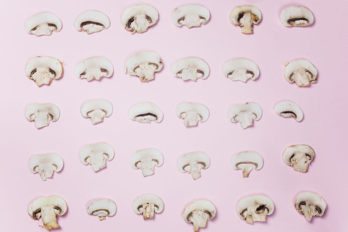 Mushrooms on pink background