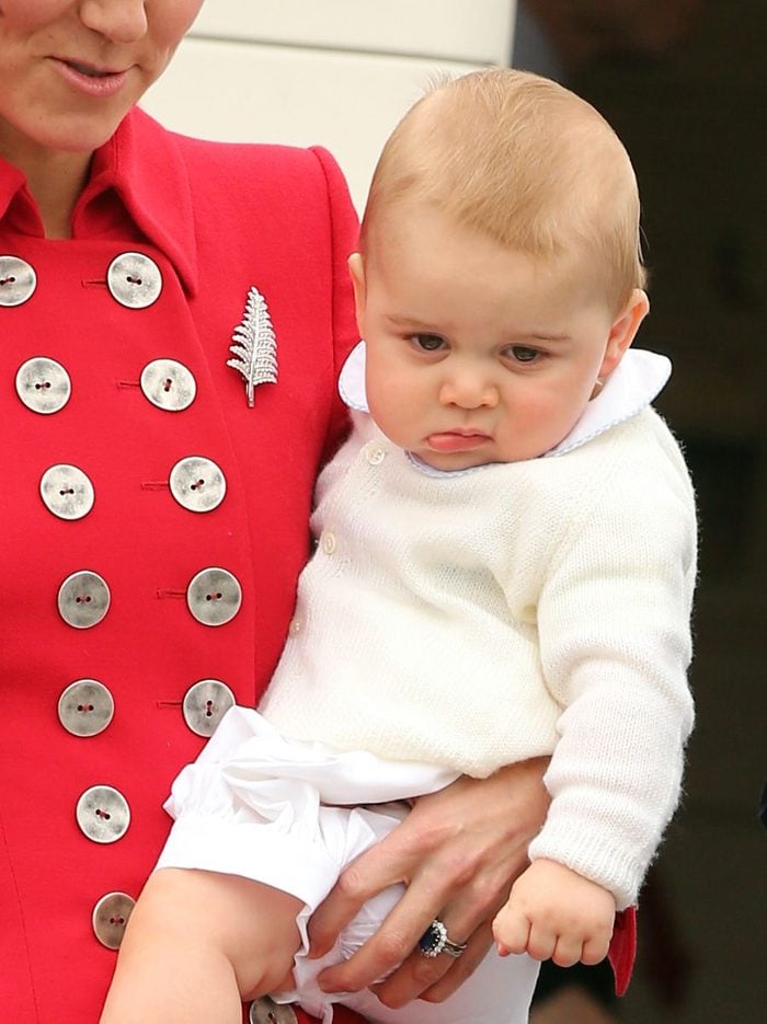 Catherine The Duchess Of Cambridge With Prince George At Wellington Airport New Zealand At The Start Their Royal Tour.