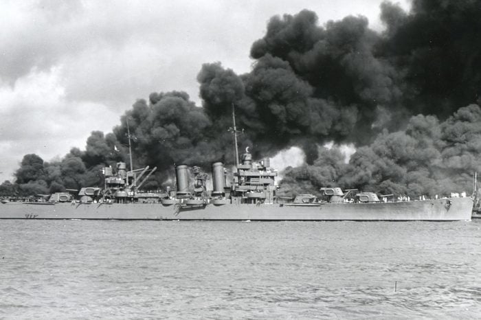 Various Dec 7, 1941, Pearl Harbor, Hawaii - Uss Phoenix (Cl Burning After Japanese Attack
