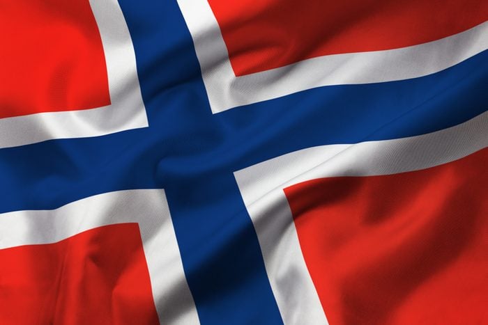 Satin texture of curved flag of Norway