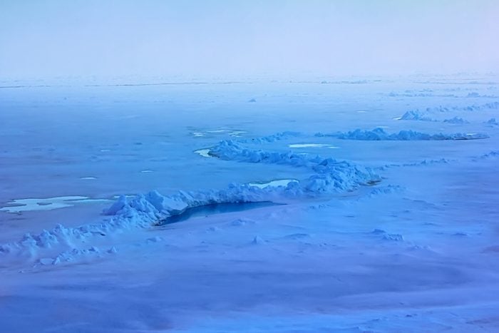 Long line of compression of ice fields ice reefing near the North pole