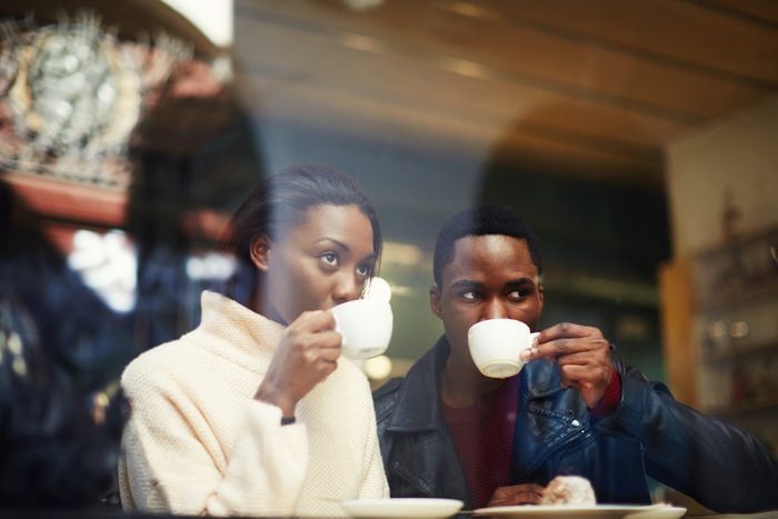 couple drinking coffee. Romantic ideas for her