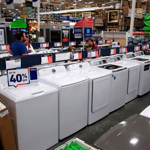 A family shops for washing and drying machines at Lowe's Home Improvement store in East Rutherford, N.J Durable Goods, East Rutherford, USA