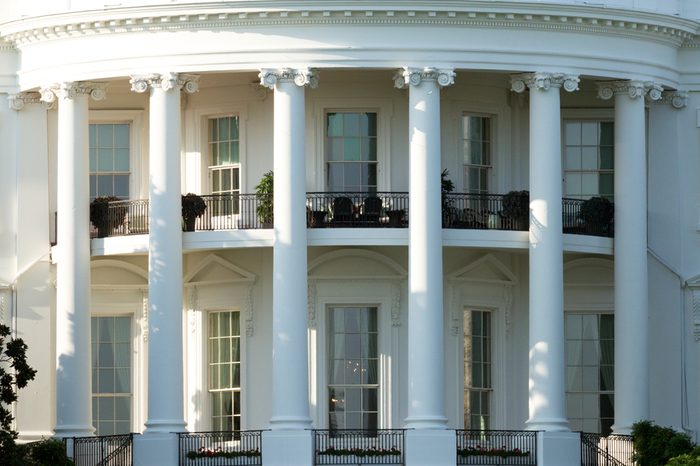 Close Up Angle On Oval Office Of White House, Washington DC, USA.