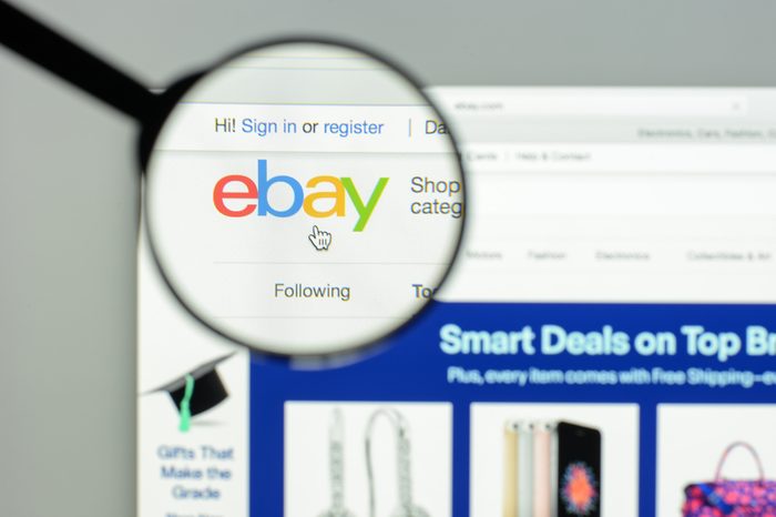 Milan, Italy - May 7, 2017: Homepage of ebay website. eBay is a multinational e-commerce corporation, facilitating online consumer-to-consumer and business-to-consumer sales.