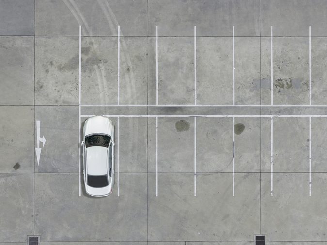 Empty parking lots, aerial view.