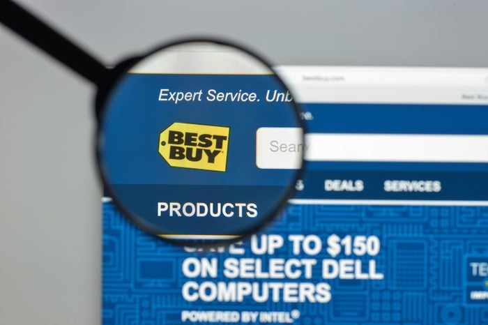 Milan, Italy - August 10, 2017: Bestbuy website homepage. It is an American multinational consumer electronics corporation. Bestbuy logo visible.
