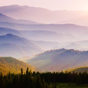 Beautiful sunset in the Carpathian Mountains Ukraine.
