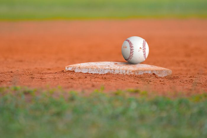 Baseball field Diamond base on green grass Baseline for a baseball sport game