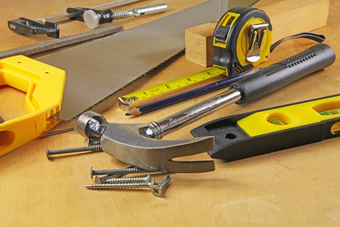 Carpenter tools – A carpenters bench with various tools