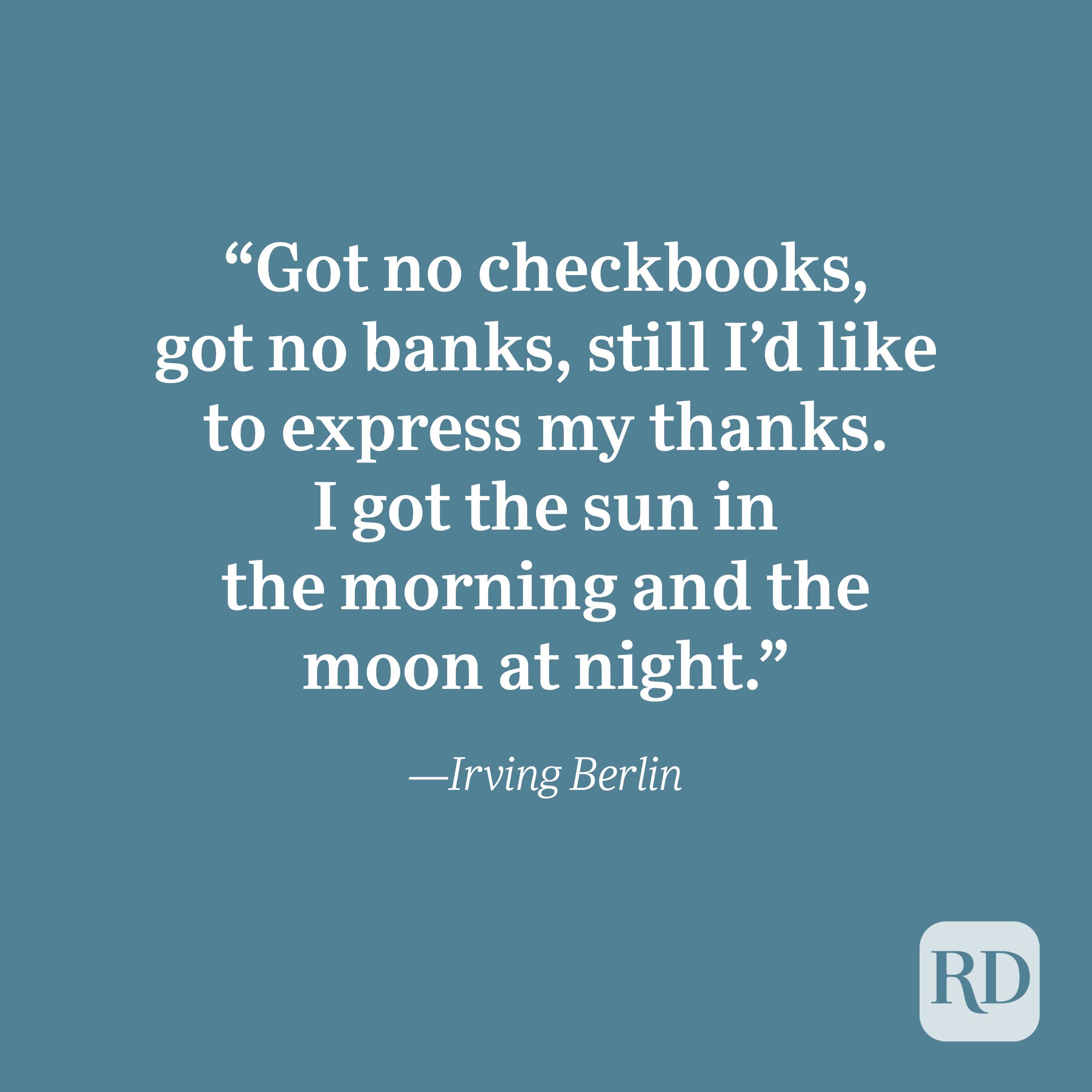 Irving Berlin quote about gratitude.