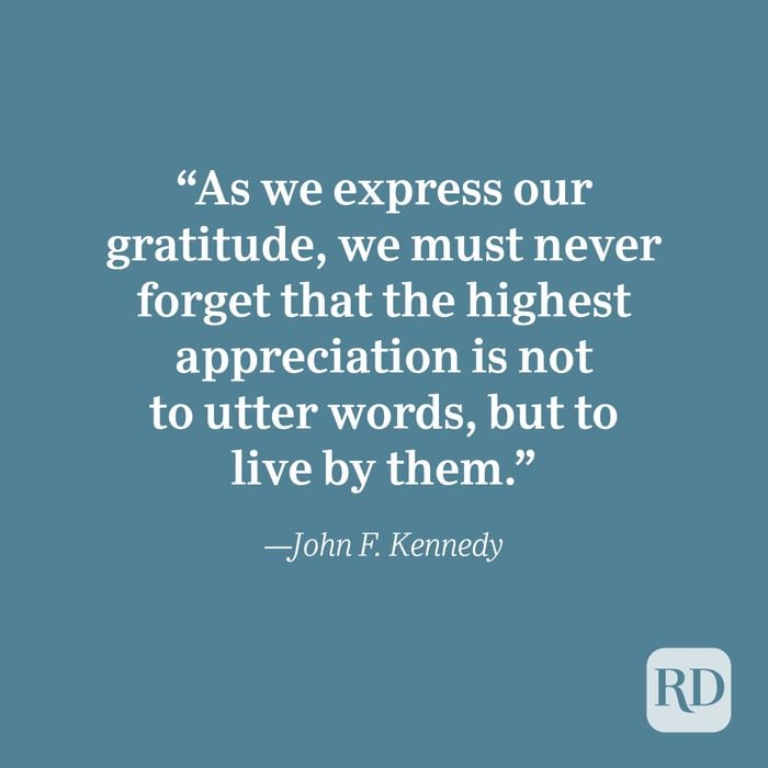 John F. Kennedy quote about gratitude.