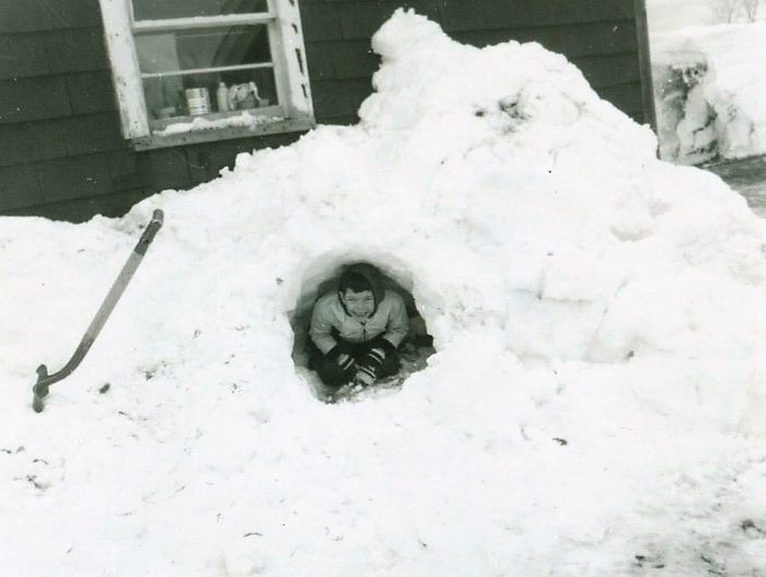 This picture brings back one of many wonderful memories of growing up in a US Air Force family. In 1963 our family was stationed for 3 years at Dow Air Force Base; Bangor; Maine. The picture is me and taken by my father who was a 20 year military veteran. It was probably my first time ever building a snow tunnel. You can see the excitement on my face that reflects how happy and proud I was. I can't help but smile; and get emotional when reflecting on this wonderful time of my life. ~ John Clagg; Jr.