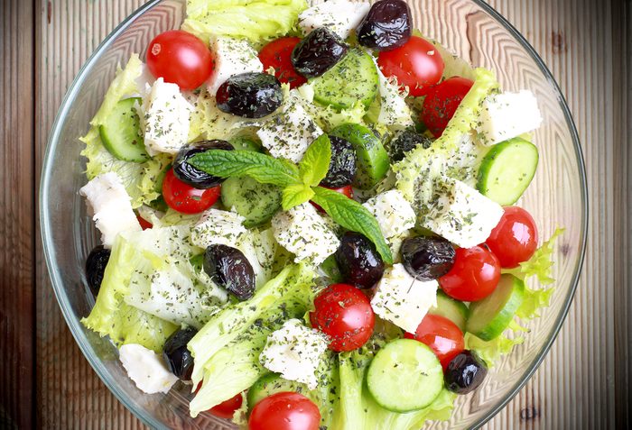 Greek Salad on wooden background