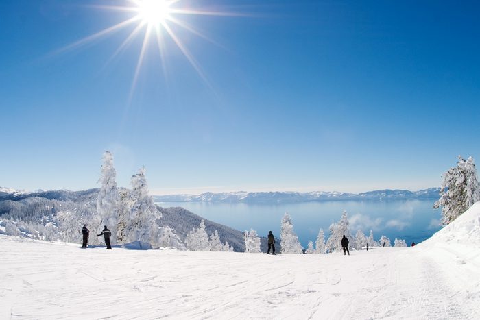 Skiers at Diamond Peak, Lake Tahoe