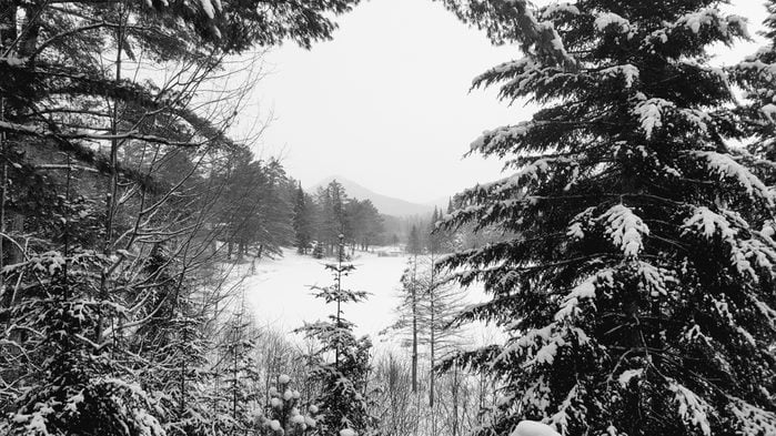 Winter snow Lake Saranac 