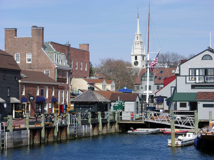 The view of Newport city and the old harbour (Rhode Island).