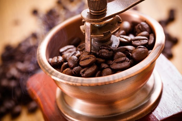 Coffee grinder and coffee beans