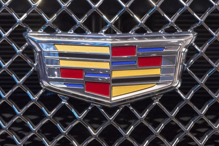 DETROIT, MI/USA - JANUARY 15, 2018: Close up of a 2018 Cadillac CTS-V grill at the North American International Auto Show (NAIAS), one of the most influential car shows in the world each year.