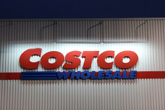 ETOBICOKE, CANADA - DECEMBER 18: Costco Wholesale sign on December 18, 2013 in Etobicoke, Ontario, Canada. Costco operates a chain of membership warehouses, carrying merchandise at lower prices.