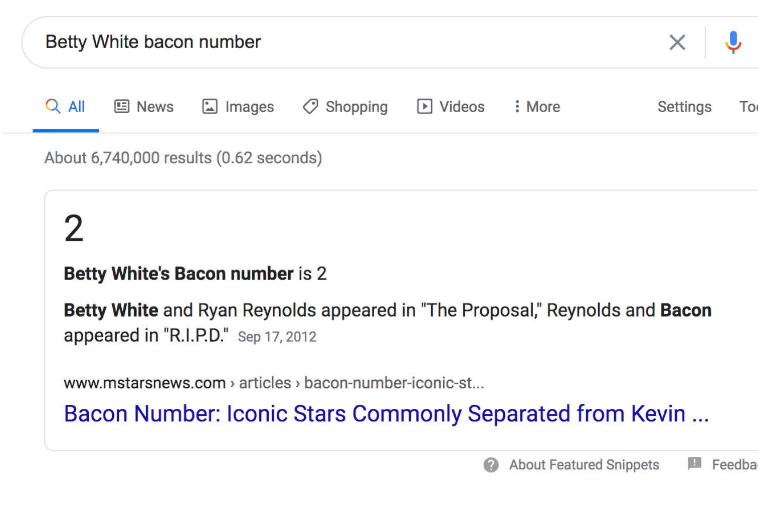 Google: Bacon Number