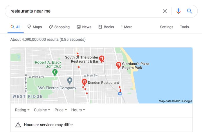 Google: Restaurants Near Me