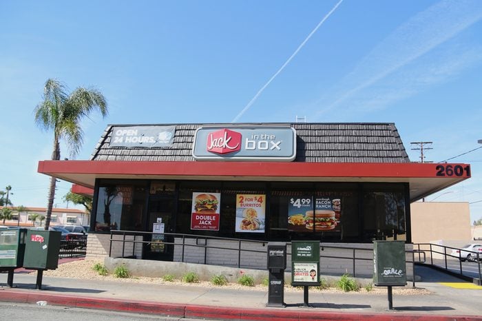 Los Angeles, CA, USA - April 20, 2016: Jack in the Box is an American fast food restaurant chain serving a variety of hamburger and cheese burger primarily in the West Coast of the United States.