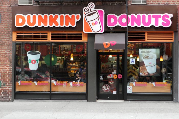 NEW YORK - NOV 27: An exterior view of a Dunkin Donuts coffee shop in New York City, on November 27, 2013. Dunkin Donuts has over 15,000 restaurants in more than 30 countries.