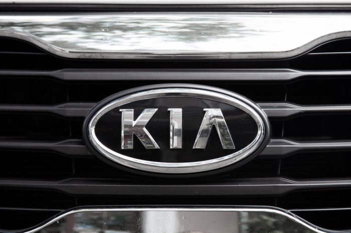 ODESSA, UKRAINE - AUGUST 13, 2017: Kia motors logo and badge on the car