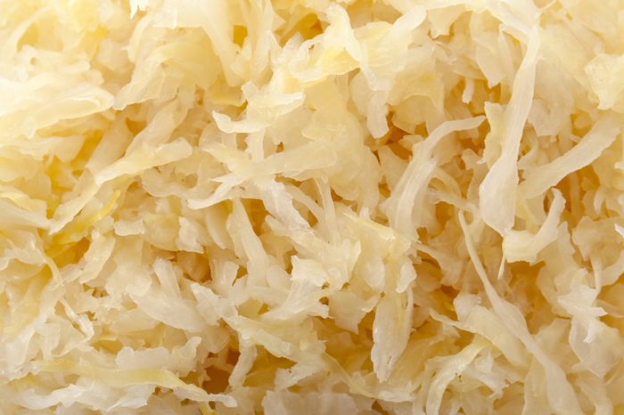 Close up image of sauerkraut